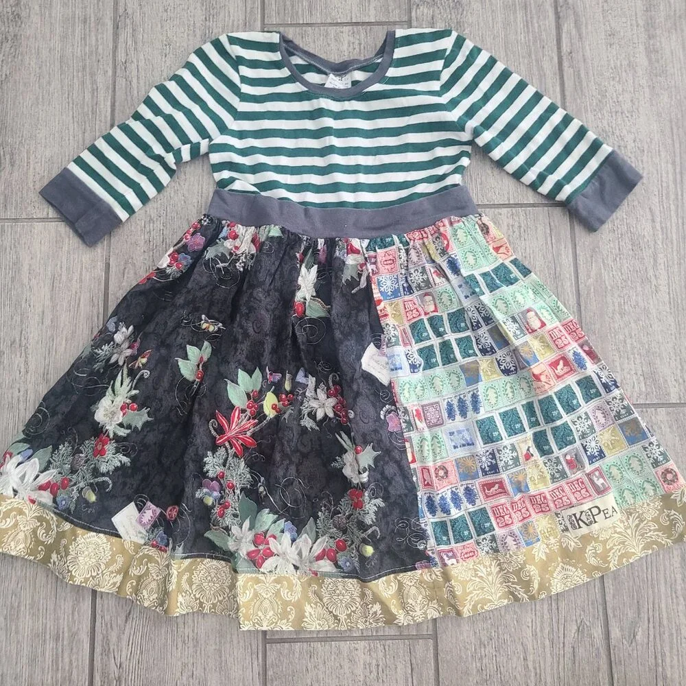 KPea toddler girl Patchwork Christmas Holiday Dress Size 5T - Picture 4 of 11
